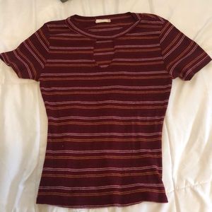 red shirt with stripes